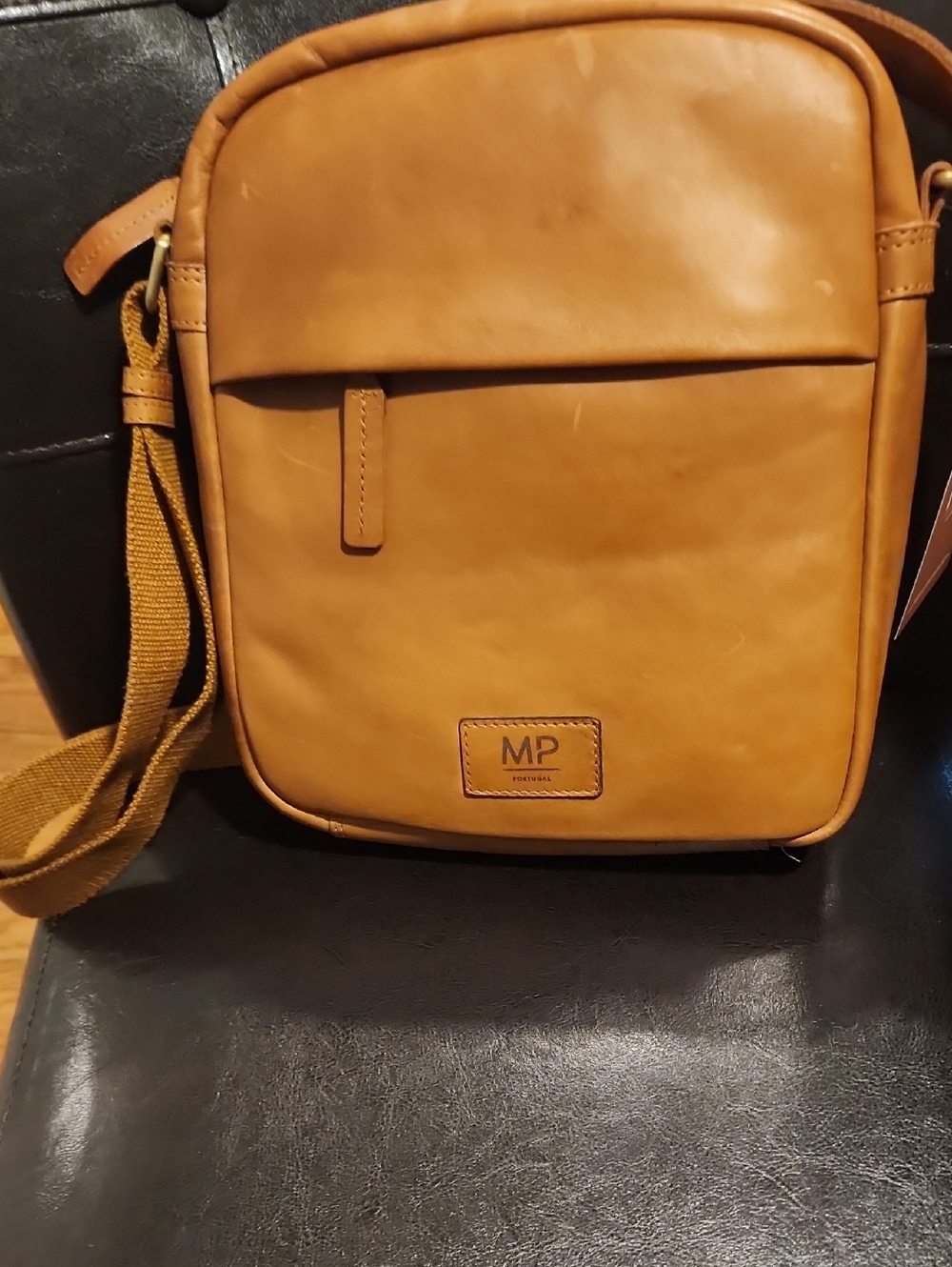 MP Tan Leather-Style Crossbody Messenger for Men